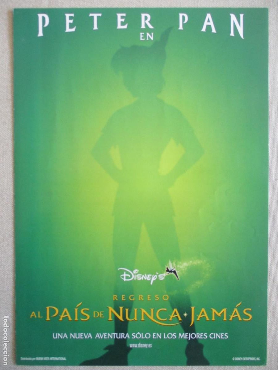 Cine: REGRESO AL PAIS DE NUNCA JAMAS. GUIA ORIGINAL ESTRENO. PEDIDO MINIMO EN GUIAS 10 EUROS.