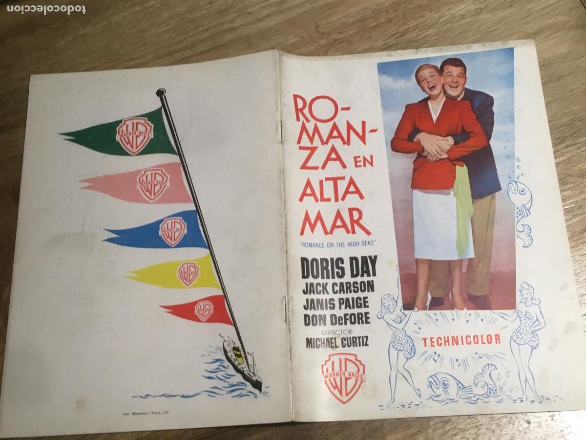 Cine: romanza en alta mar doris day guia publicitaria original estreno
