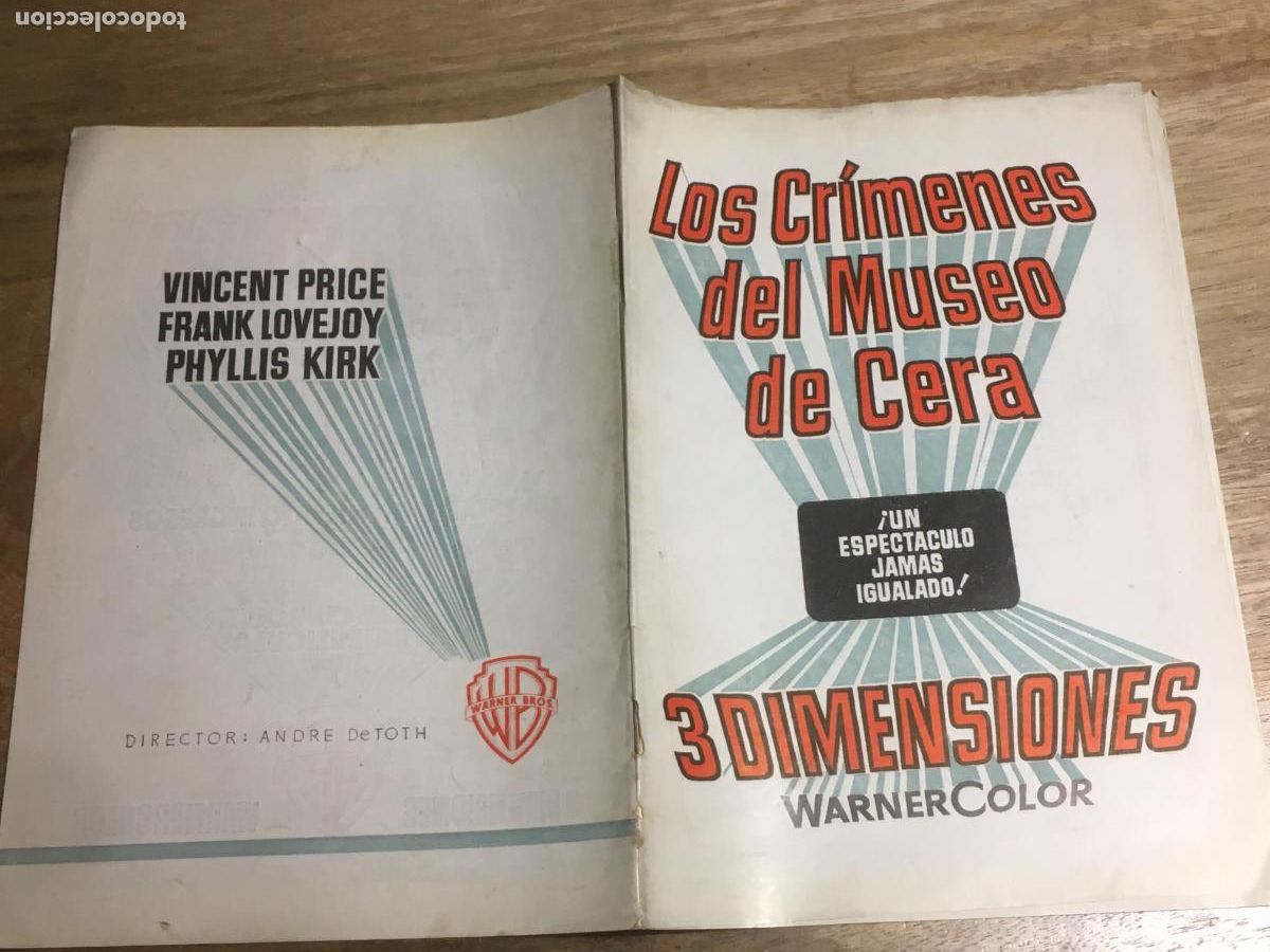 Cinema: los crimenes del museo de cera vincent price guia publicitaria original estreno