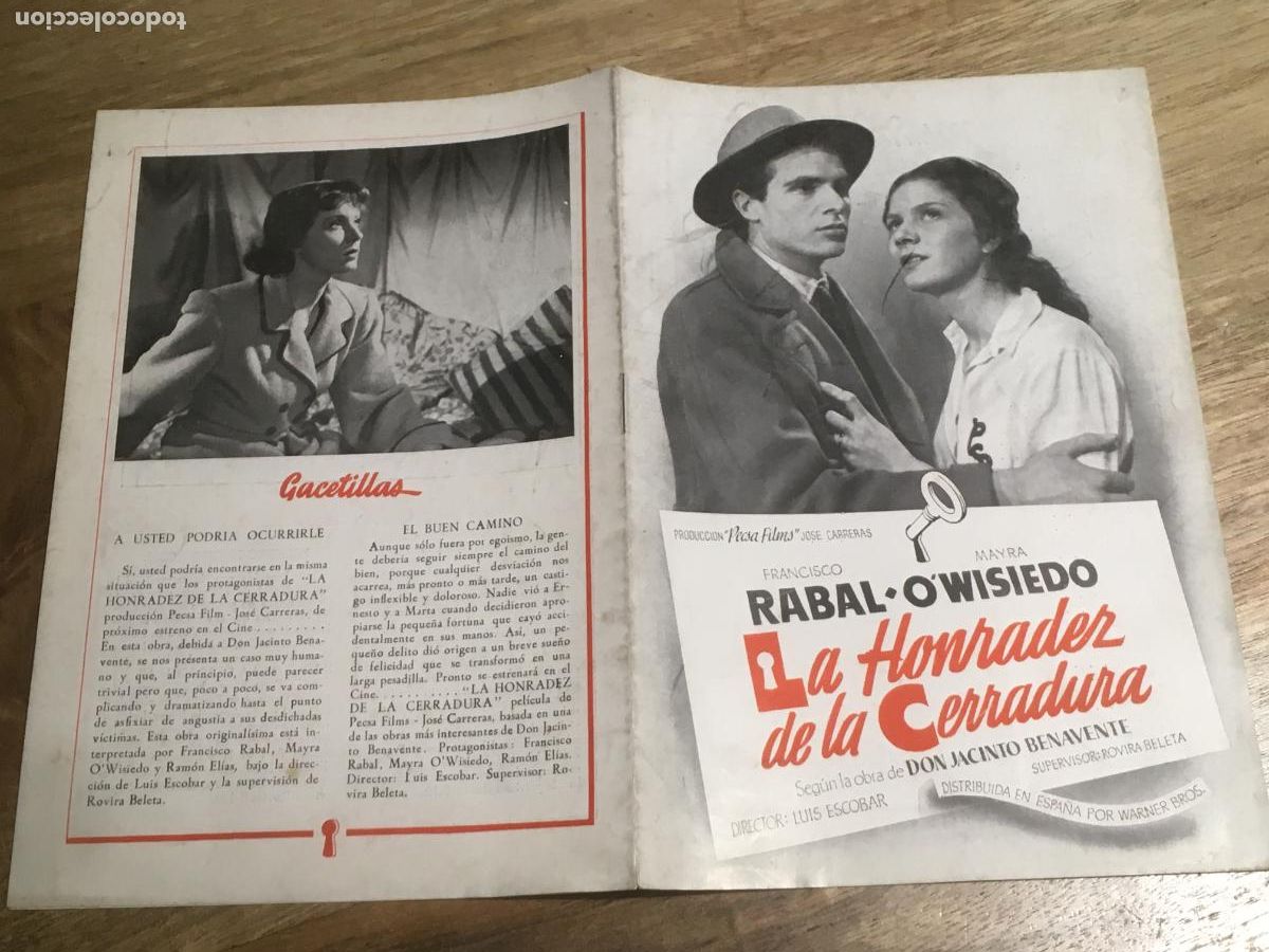 Cinema: la honradez de la cerradura francisco rabal guia publicitaria original estreno