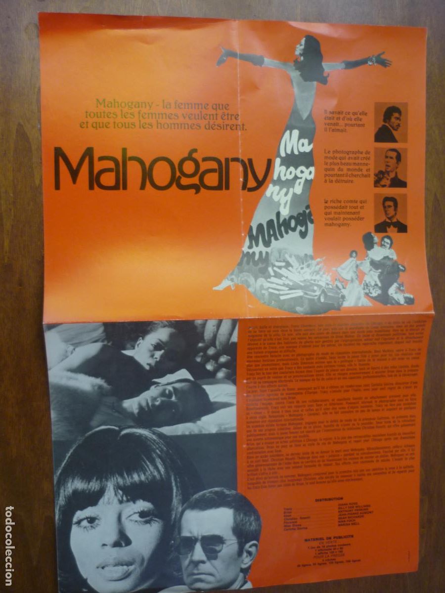 Cine: mahogany piel caoba - guia publ. original francia - Diana Ross Anthony Perkins Jean-Pierre Aumont