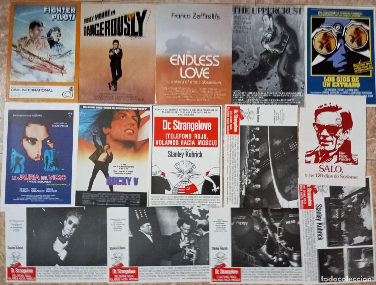 Cinema: Lote de 13 guias publicitarias de pel&iacute;culas y fotocromos (Tel&eacute;fono rojo, volamos hacia Mosc&uacute;...