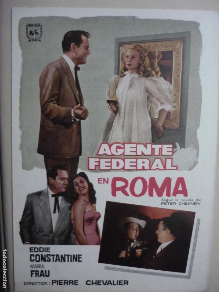 Cine: agente federal en roma - guia publicitaria original - eddie constantine maria frau mahier films
