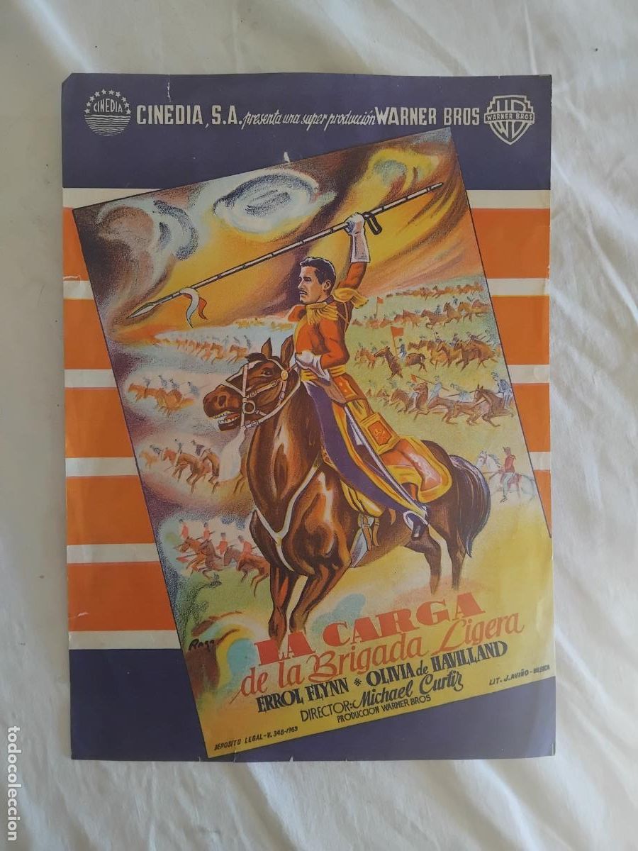 Cine: LA CARGA DE LA BRIGADA LIGERA. ERROL FLYNN. OLIVIA DE HAVILLAND. GUIA PUBLICITARIA DE LA PELICULA