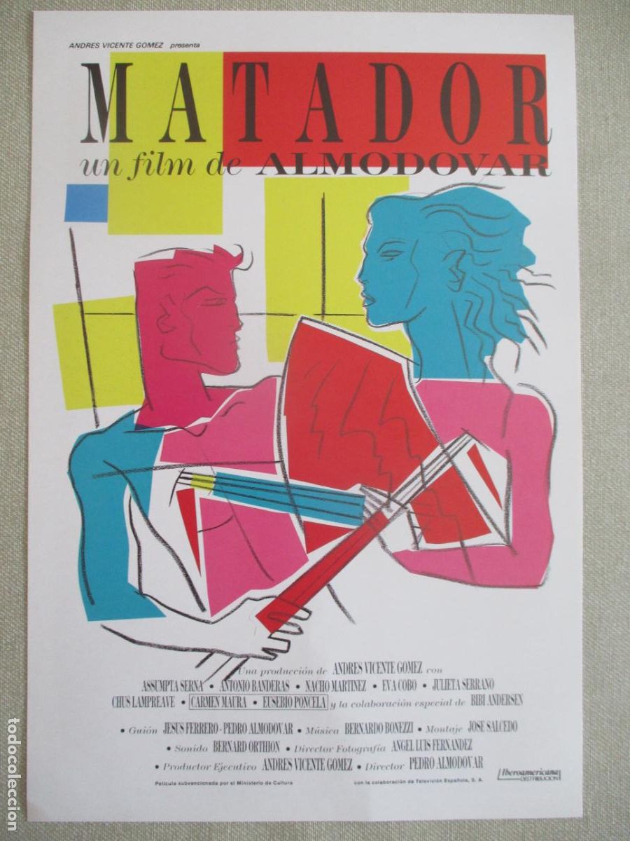 Cine: MATADOR. GUIA ORIGINAL ESTRENO. PEDIDO MINIMO EN GUIAS 10 EUROS.
