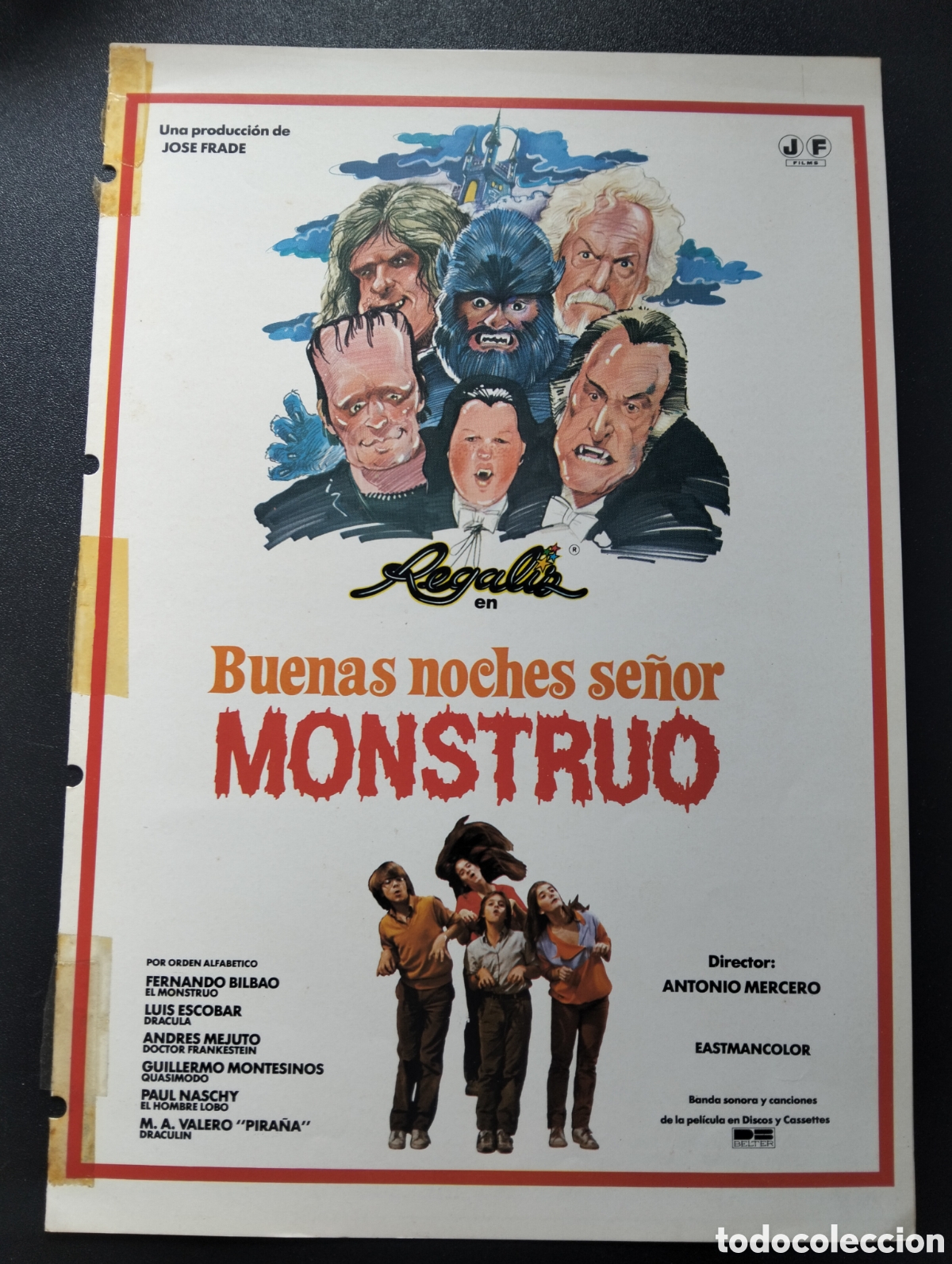 Cine: BUENAS NOCHES SE&Ntilde;OR MONSTRUO LUIS ESCOBAR, PAUL NASCHY - GUIA CINE ORIGINAL CA67