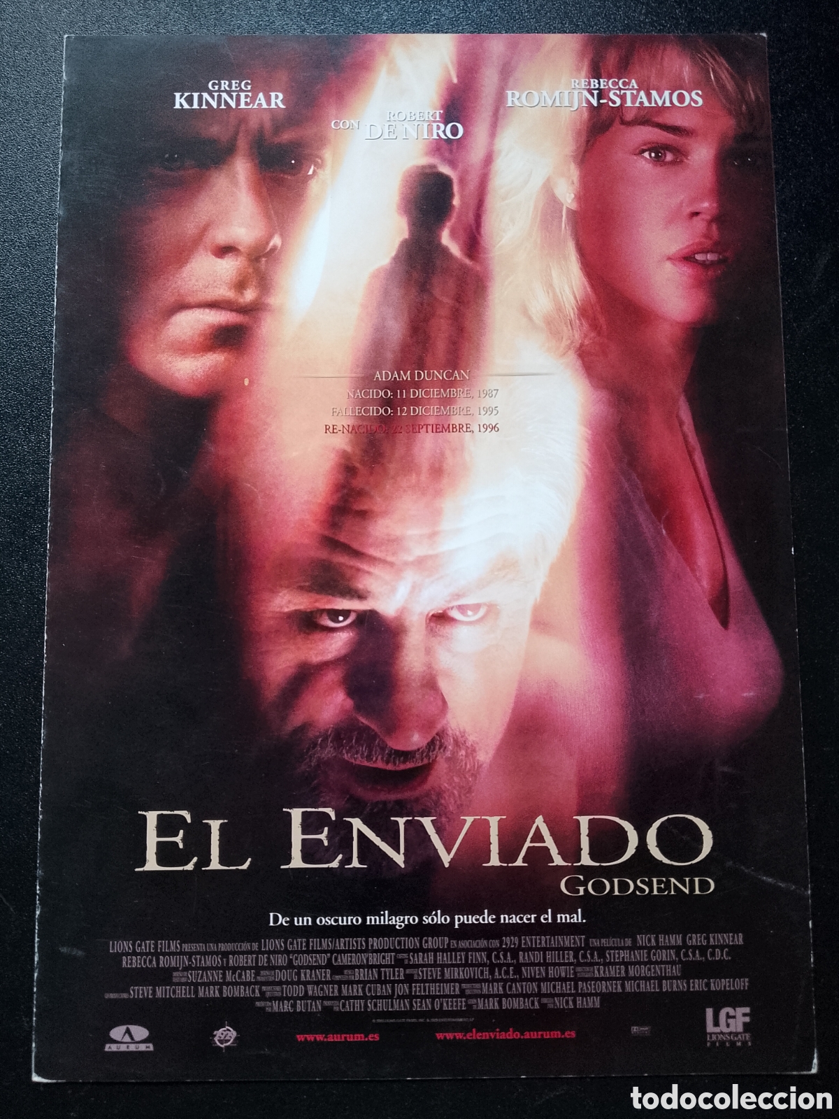 Cine: EL ENVIADO ROBERT DE NIRO CON GREG KINNEAR Y REBECCA ROMIJN STAMOS - GUIA CINE ORIGINAL CA69