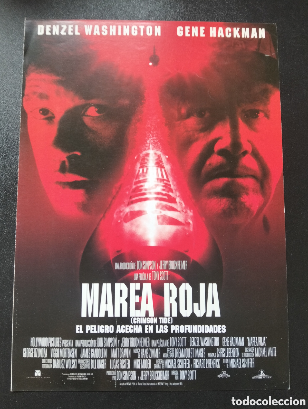 Cine: MAREA ROJA DENZEL WASHINGTON GENE HACKMAN GUIA CINE ORIGINAL CA72