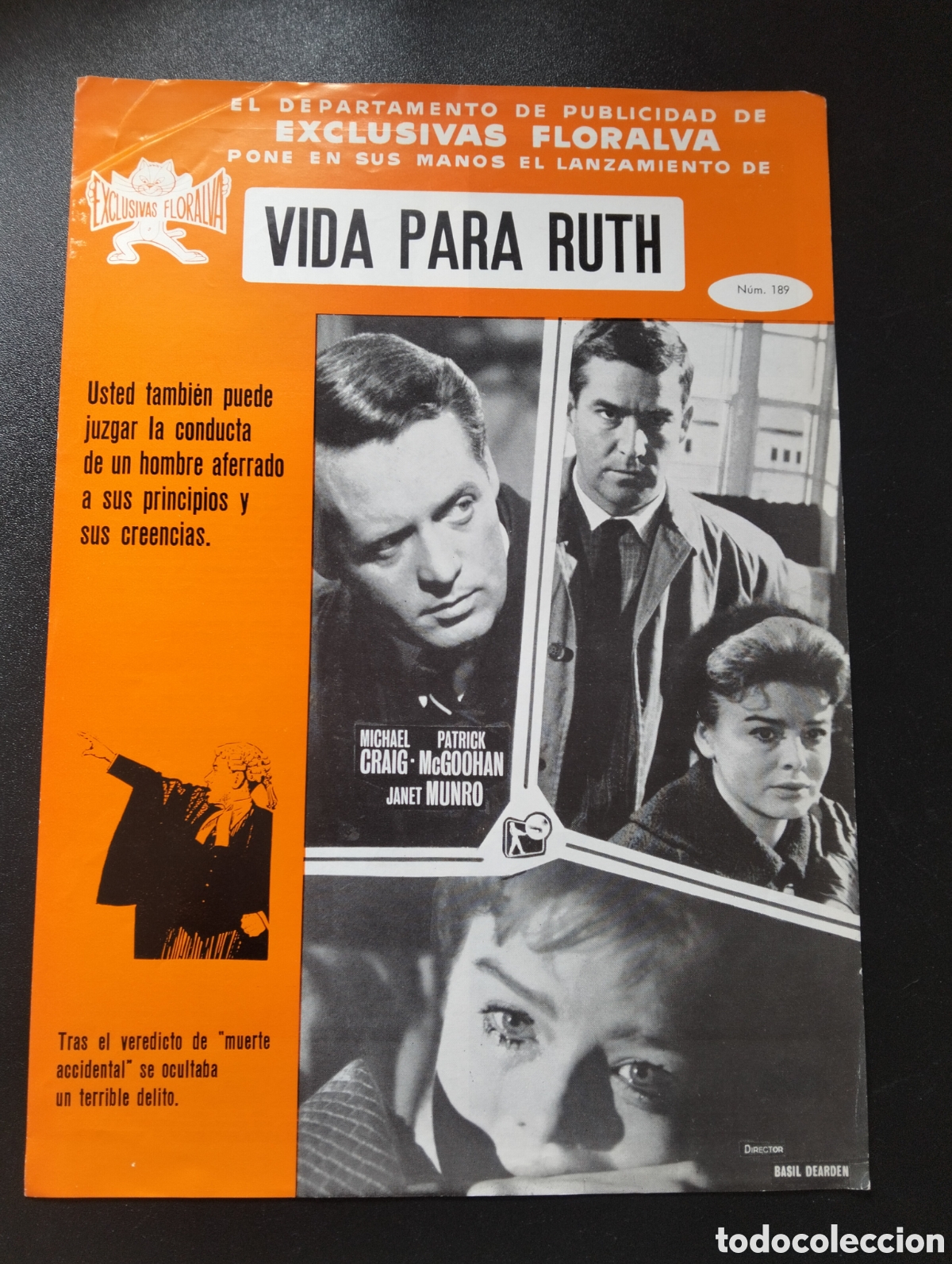 Cine: VIDA PARA RUTH MICHALE GRAIG PATRICK MCGOOHAN JANET MUNRO GUIA CINE ORIGINAL CA70