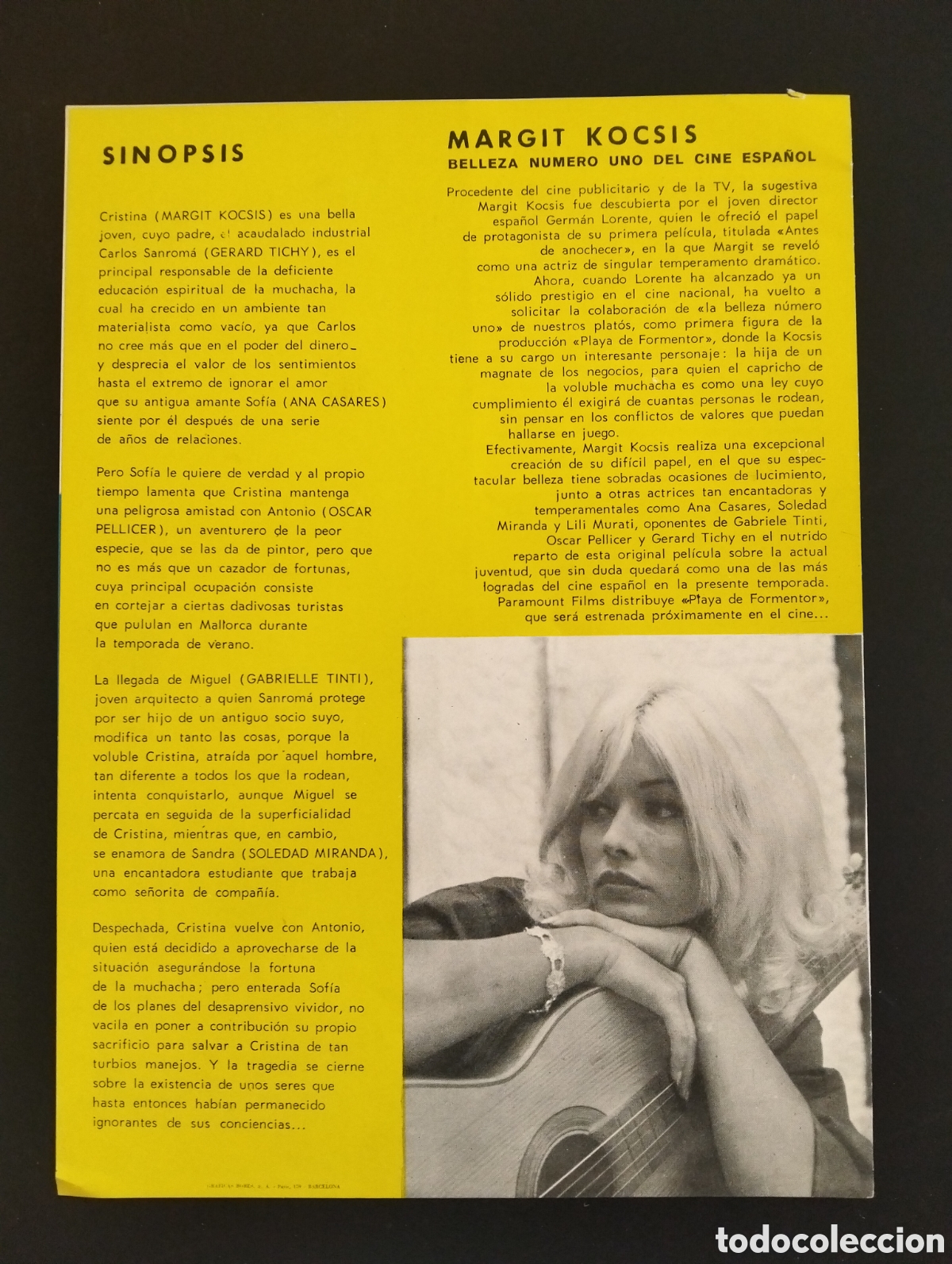 Cine: PLAYA DE FORMENTOR GUIA CINE ORIGINAL CA73