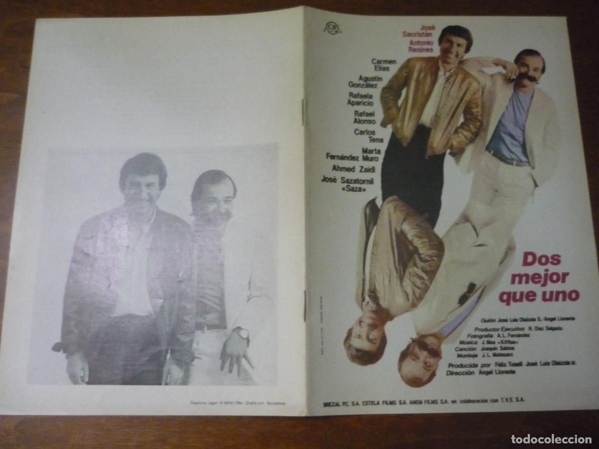 Cine: dos mejor que uno - guia publicitaria original - jose sacristan antonio resines carmen elias