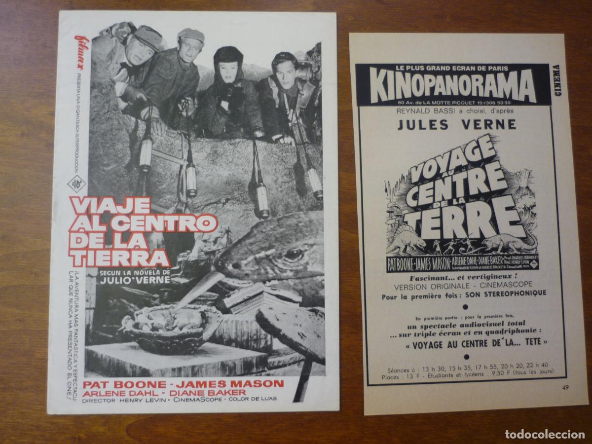 Cine: viaje al centro de la tierra - guia publicitaria original + recorte prensa francia - julio verne