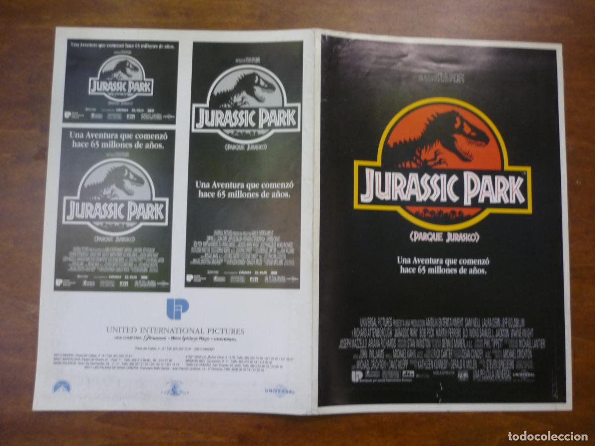 Cine: jurassic park parque jurasico - guia publicitaria original espa&ntilde;a - steven spielberg - dinosaurios