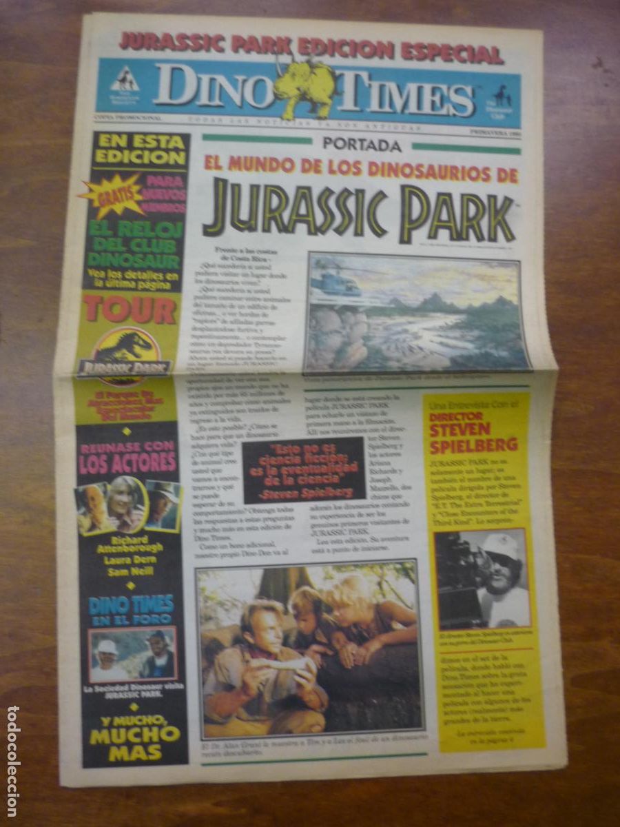 Cine: jurassic park parque jurasico - folleto de mano periodico original - steven spielberg - dinosaurios