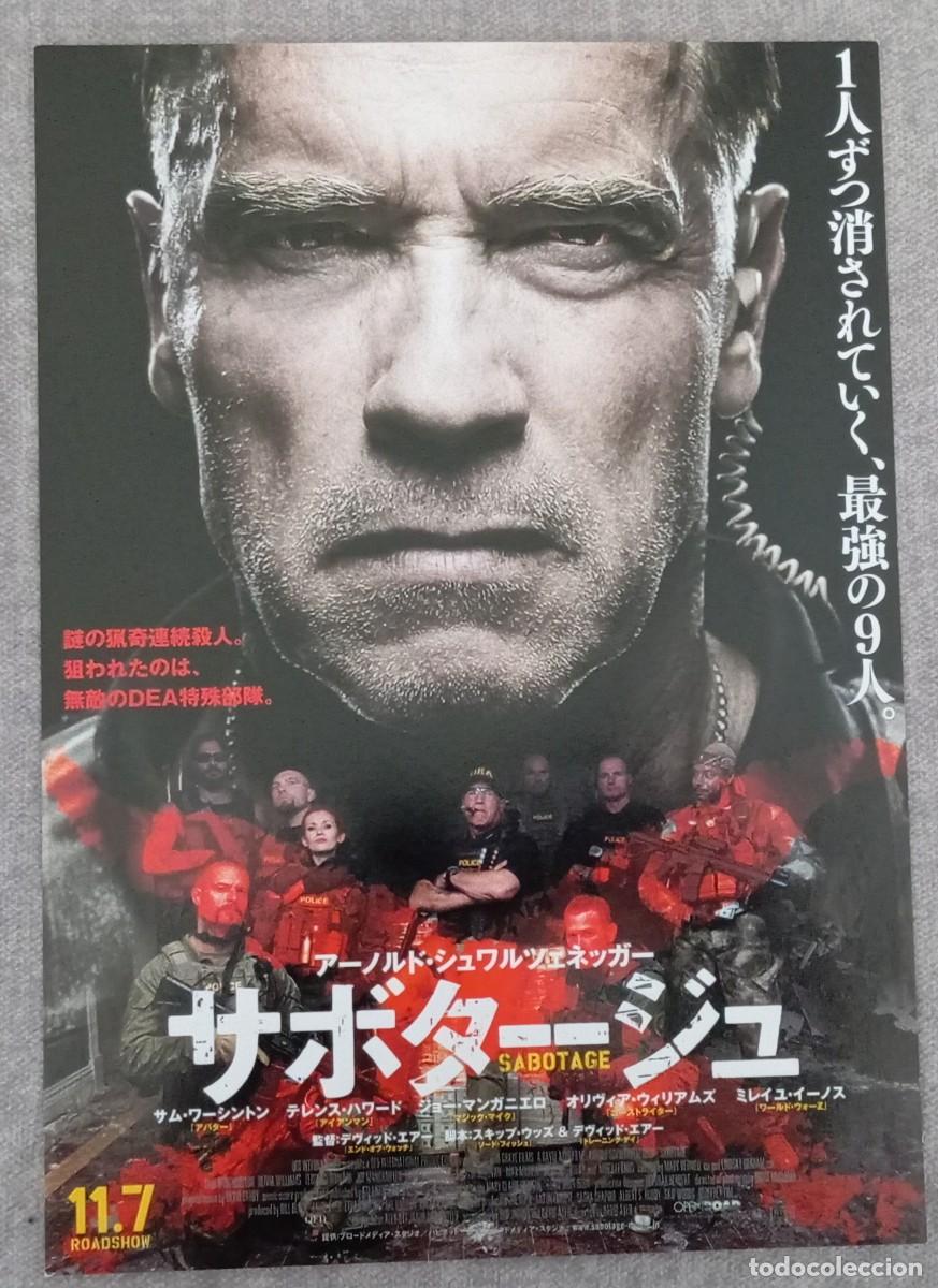 Cine: Gu&iacute;a japonesa programa de mano japon&eacute;s SABOTAGE. David Ayer, Arnold Schwarzenegger, Sam Worthington