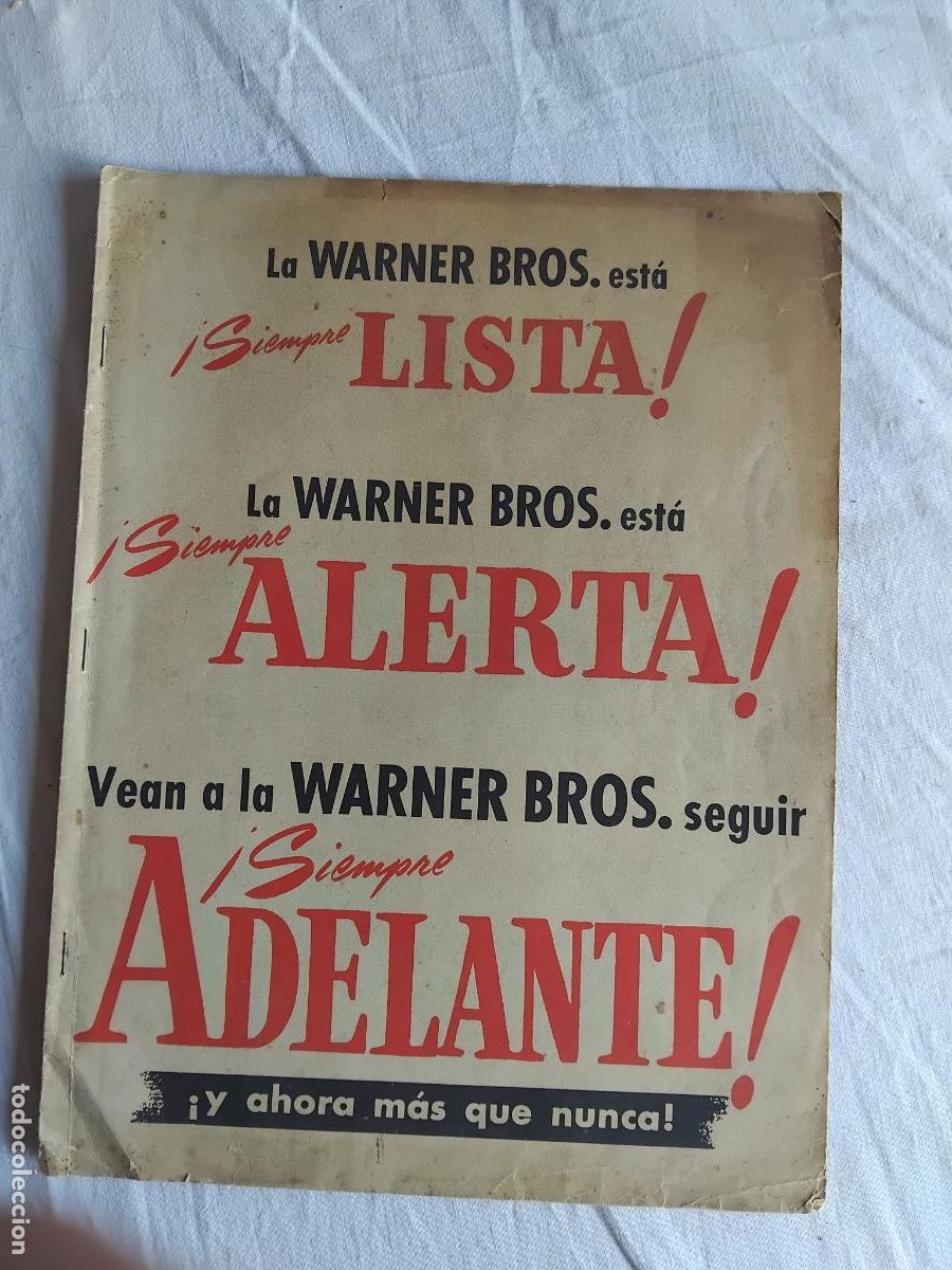 Cine: LISTA, ALERTA Y SIEMPRE ADELANTE WARNER BROS. GUIA PUBLICITARIA A&Ntilde;OS 40.
