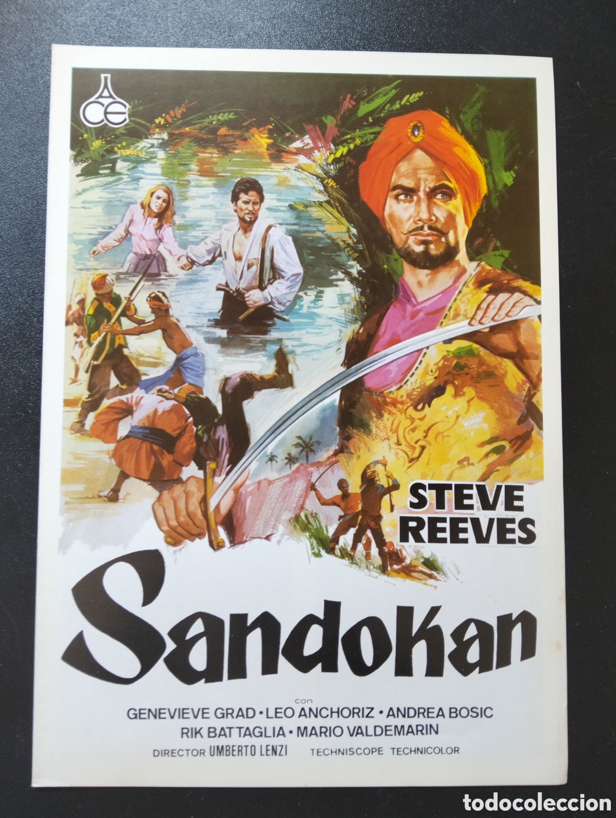 Cine: SANDOKAN STEVE REEVES GENEVIEVE GRAD LEO ANCHORIZ ANDREA BOSIC GUIA CINE ORIGINAL CA76