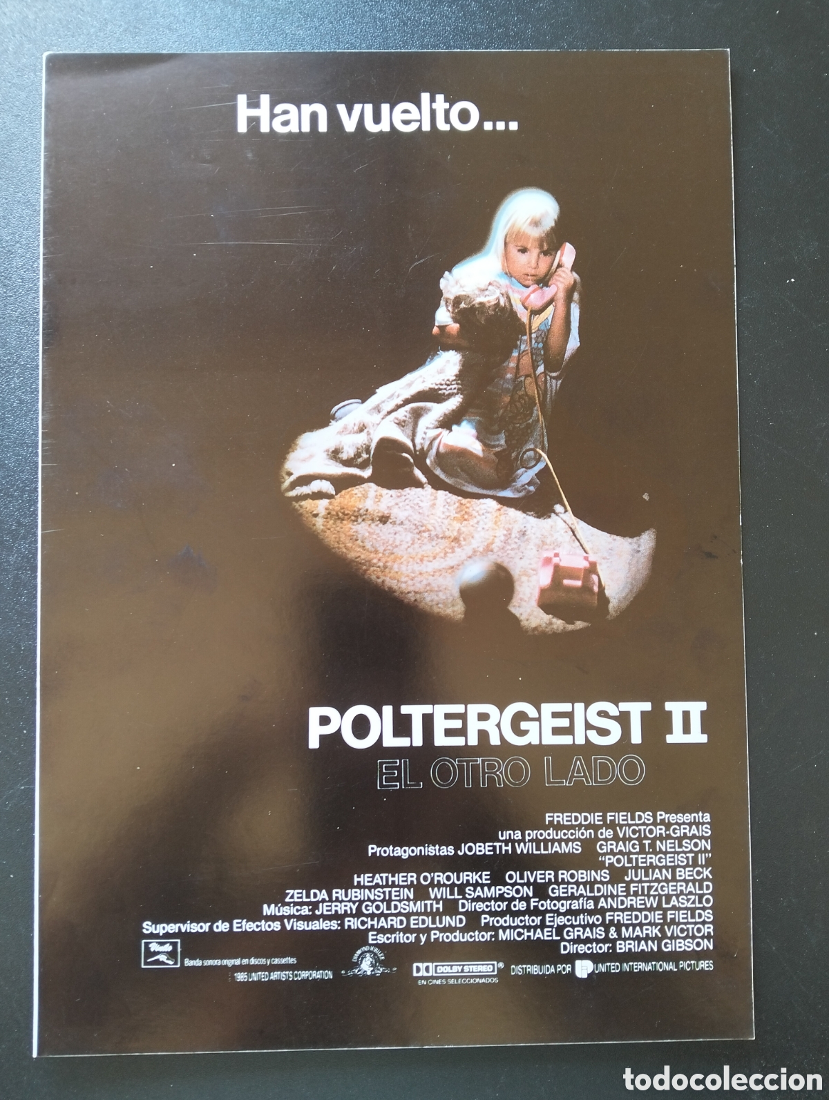 Cine: POLTERGEIST II. EL OTRO LADO BRIAN GIBSON JOBETH WILLIAMS GRAIG T. NELSON GUIA CINE ORIGINAL CA76