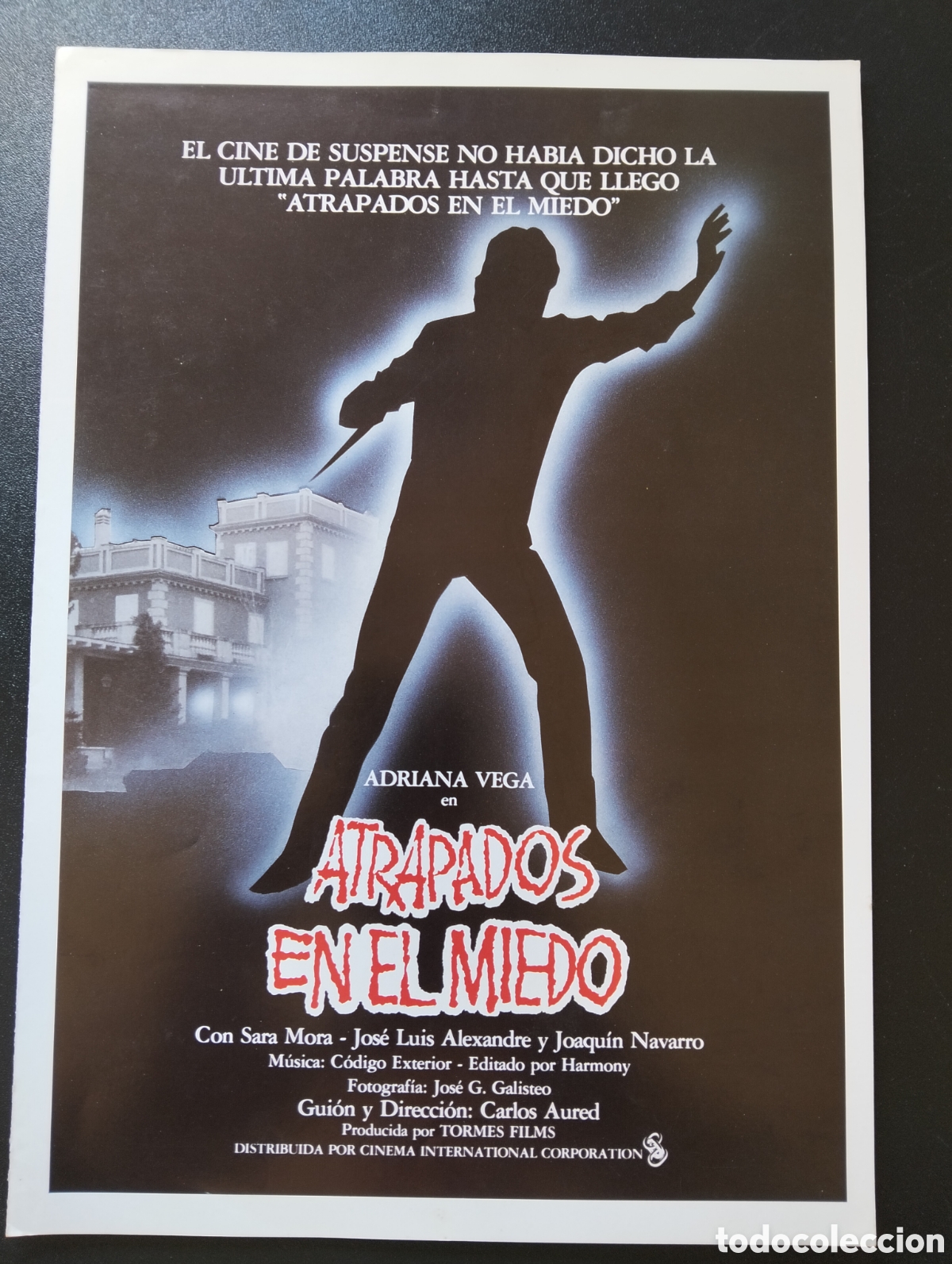 Cine: ATRAPADOS EN EL MIEDO CARLOS AURED ADRIANA VEGA SARA MORA GUIA CINE ORIGINAL CA76