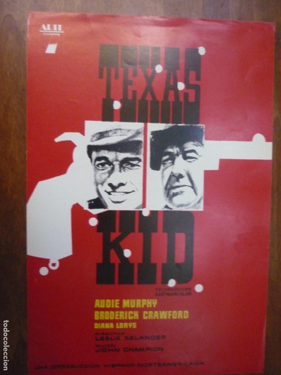 Cine: texas kid - guia publicitaria original - audie murphy diana lorys broderick crawford western
