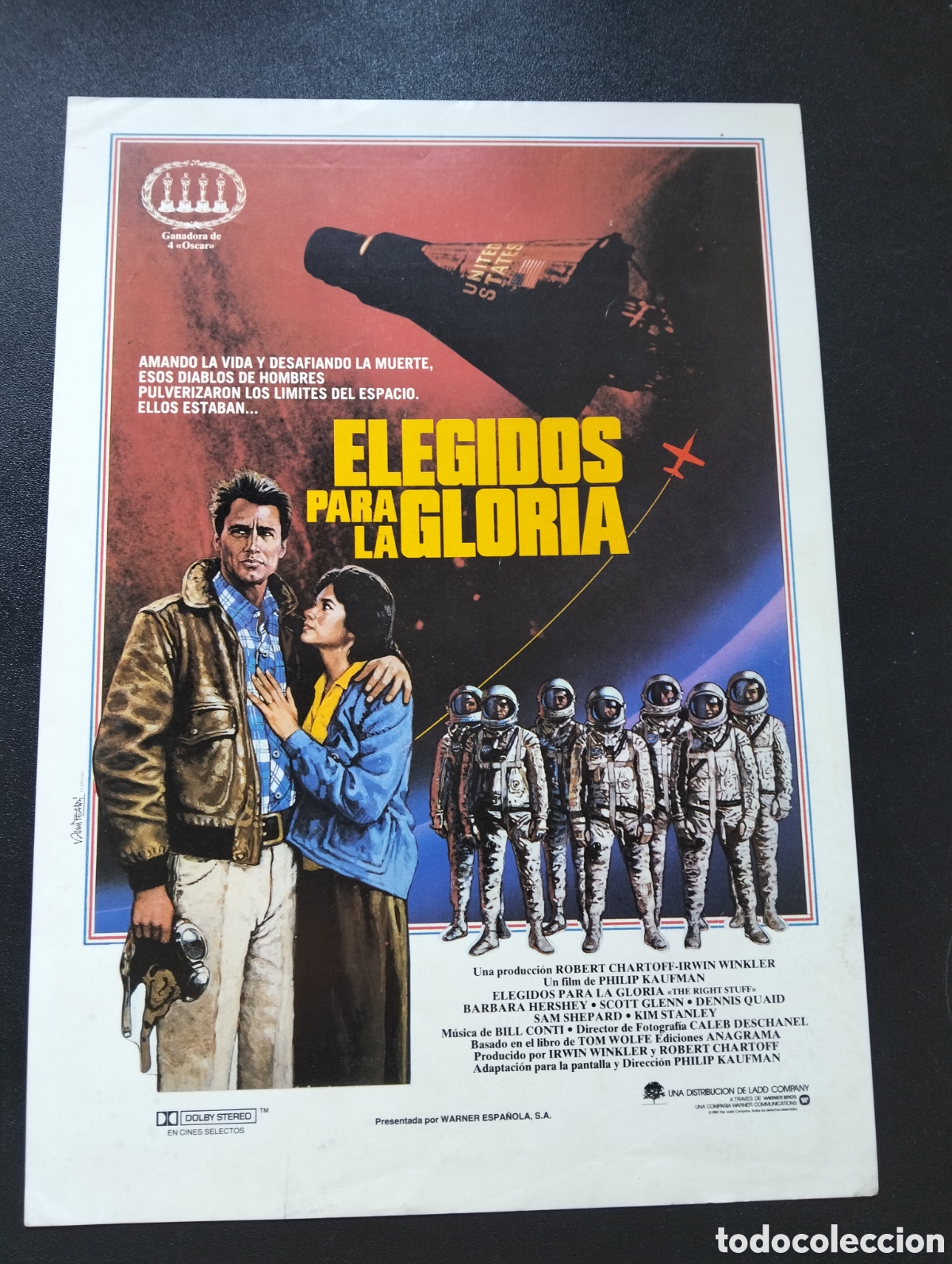 Cine: Elegidos para la gloria - Ed Harris, Barbara Hershey, Sam Shepard GUIA CINE ORIGINAL CA77