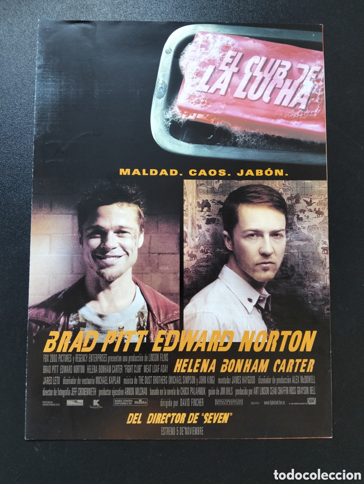 Cine: EL CLUB DE LA LUCHA BRAD PITT EDWARD NORTON HELENA BONHAM GUIA CINE ORIGINAL CA77
