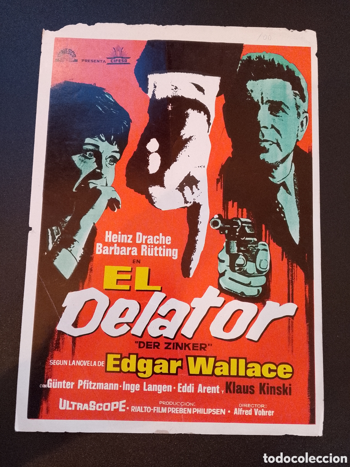 Cine: El Delator - Heinz Drache, Barbara Rutting, Klaus Kinski GU&Iacute;A ORIGINAL DE CINE CA80