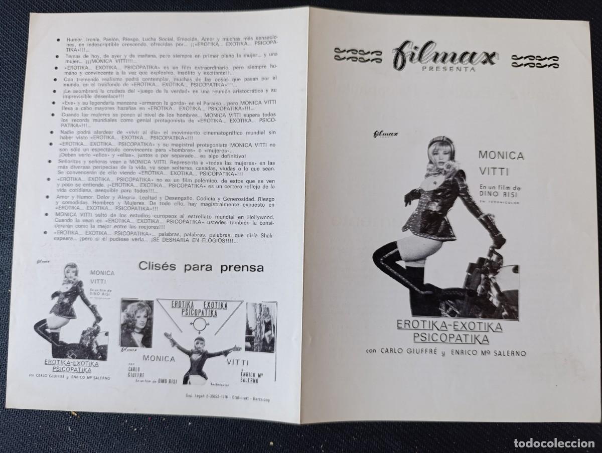 Cine: EROTIKA-EXOTIKA PSICOPATIKA (GUIA ORIGINAL DE CINE DIPTICO FILMAX) M. VITTI (PEDIDO MINIMO 5 EUROS)