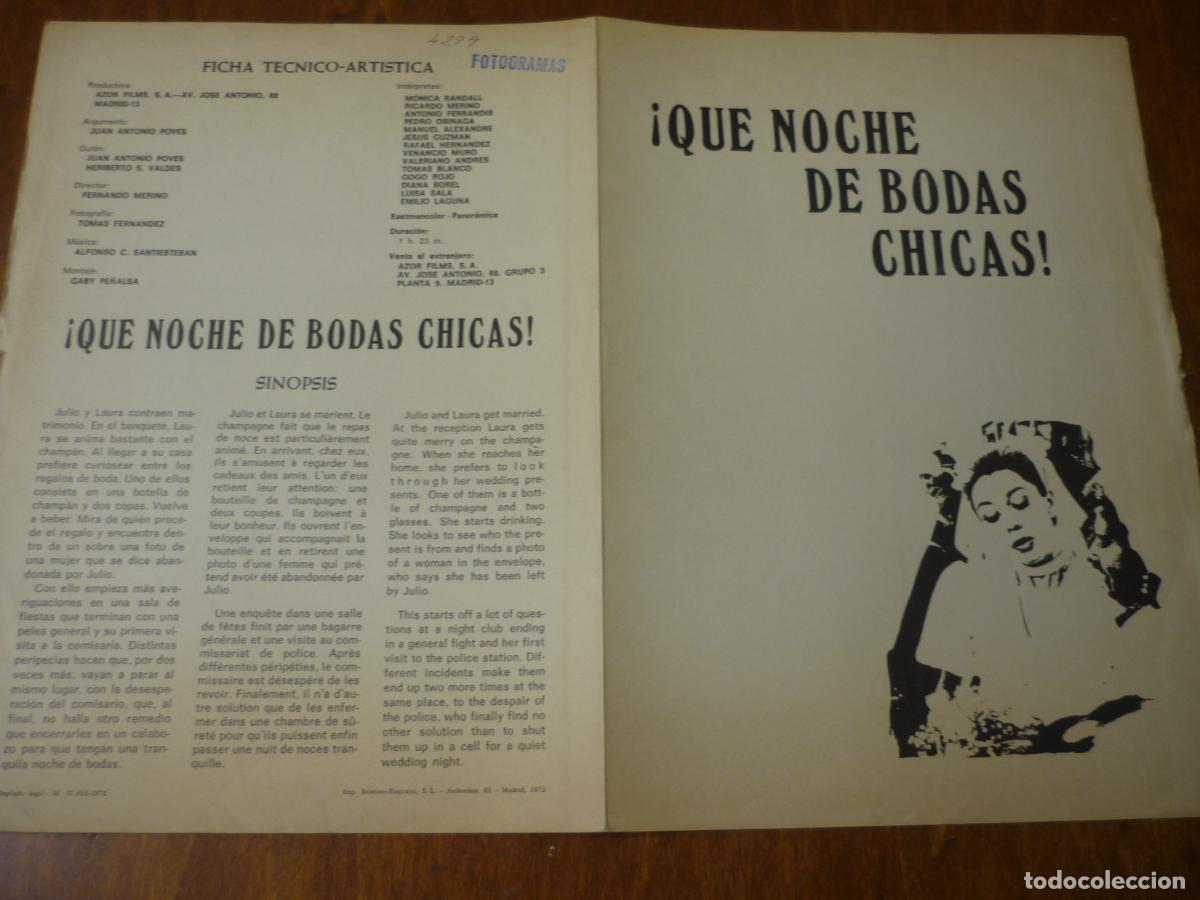 Cine: que noche de boda chicas - guia publicitaria original - monica randall pedro osinaga cine espa&ntilde;ol