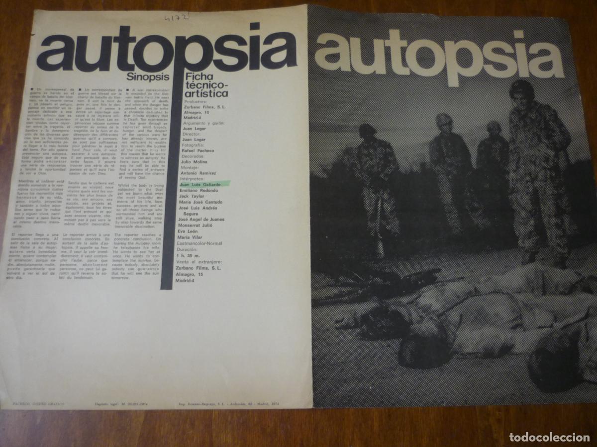 Cine: autopsia - guia publicitaria original - jack taylor maria jose cantudo cine espa&ntilde;ol