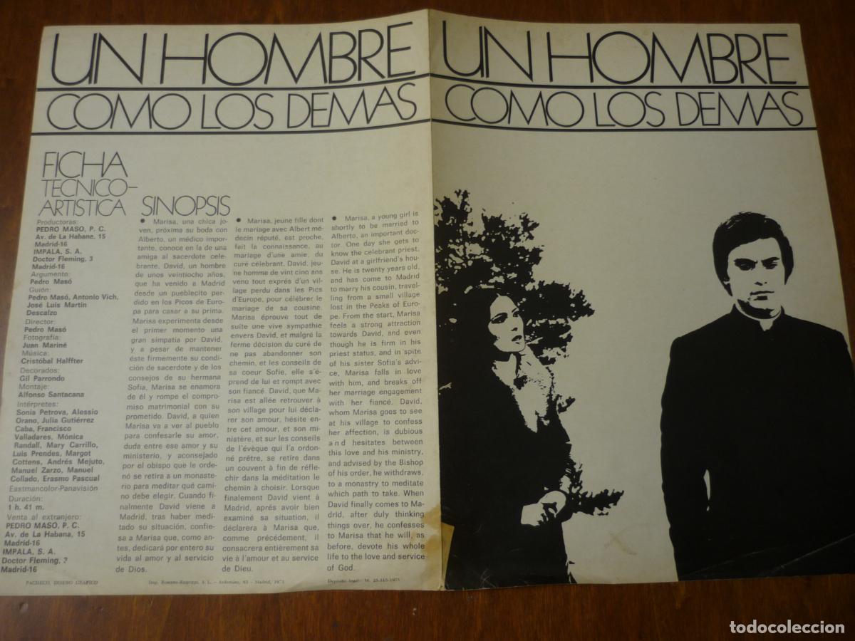 Cine: un hombre como los demas - guia publicitaria original - alessio orano julia g. caba cine espa&ntilde;ol