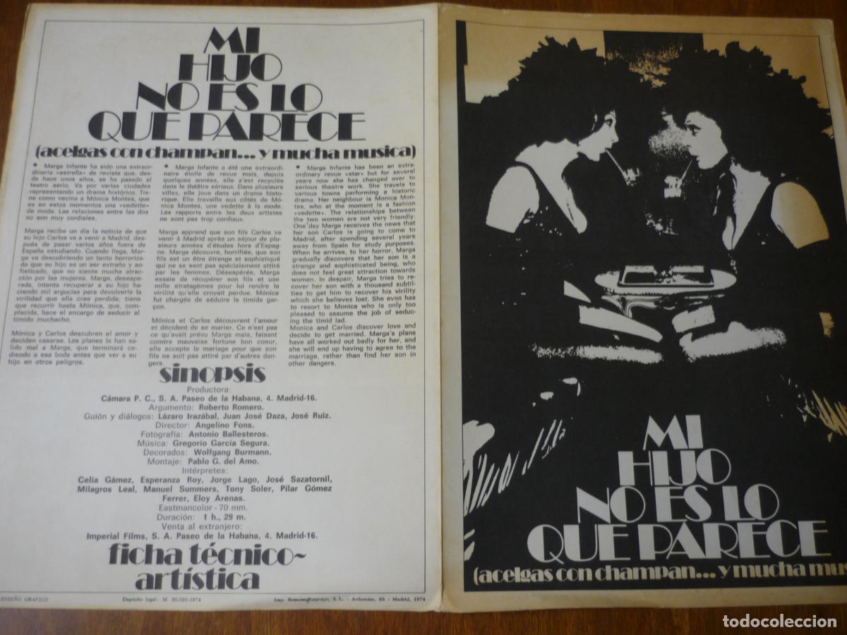 Cine: mi hijo no es lo que parece - guia publicitaria original - celia gamez esperanza roy cine espa&ntilde;ol