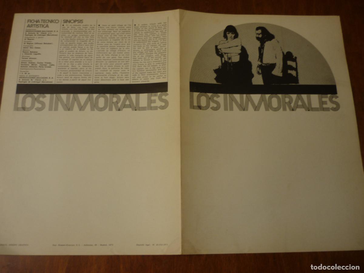 Cine: los inmorales - guia publicitaria original - perla cristal veronica miriel simon andreu cine espa&ntilde;ol