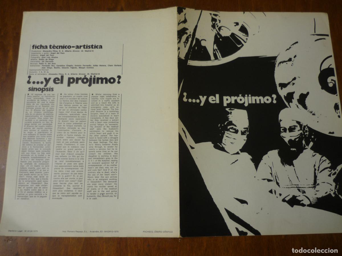 Cine: y el projimo que - guia publicitaria original - fernando rey julian mateos ger. chaplin cine espa&ntilde;ol