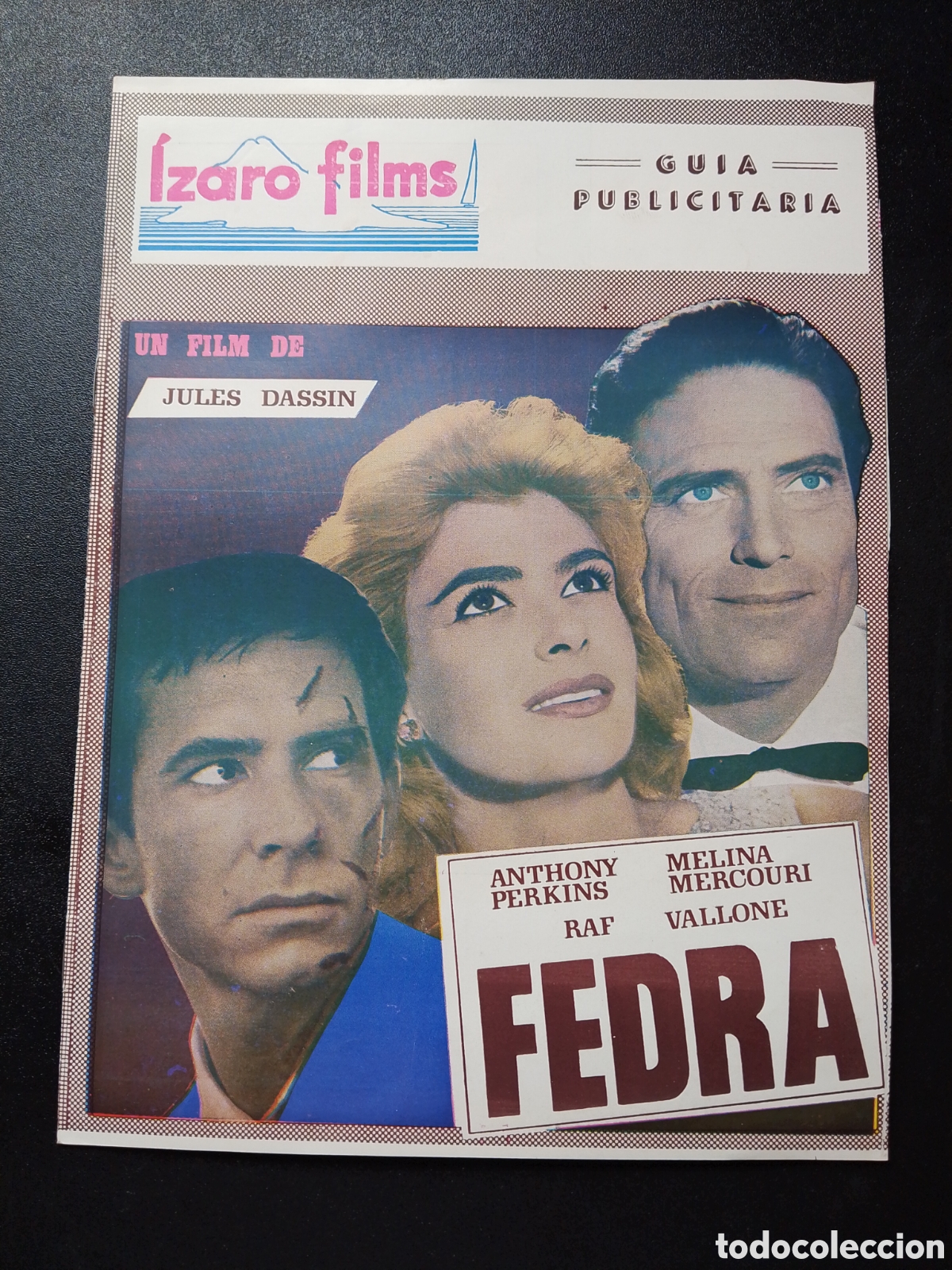 Cinema: FEDRA MELINA MERCOURI ANTHONY PERKINS RAF VALLONE JULES DASSIN GUIA DE CINE ORIGINAL CA80