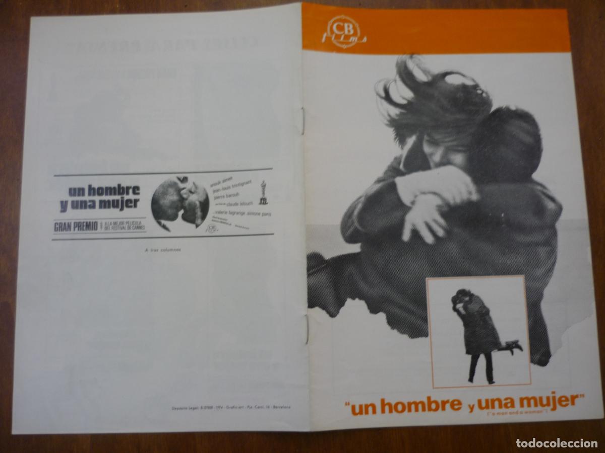 Cine: un hombre y una mujer - guia publicitaria orig. - claude lelouch anouk aimee jean louis trintignant