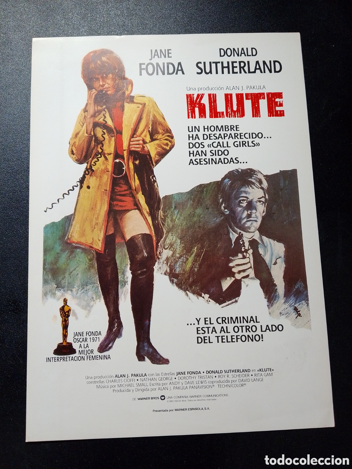 Cine: KLUTE JANE FONDA, DONALD SUTHERLAND GUIA DE CINE ORIGINAL CA82