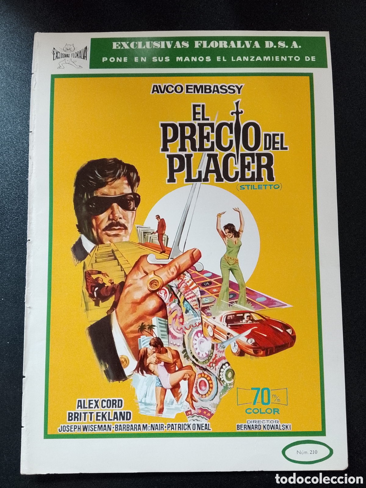 Cine: El precio del placer Alex Cord Britt Ekland Patrick O'Neal GUIA DE CINE ORIGINAL CA78