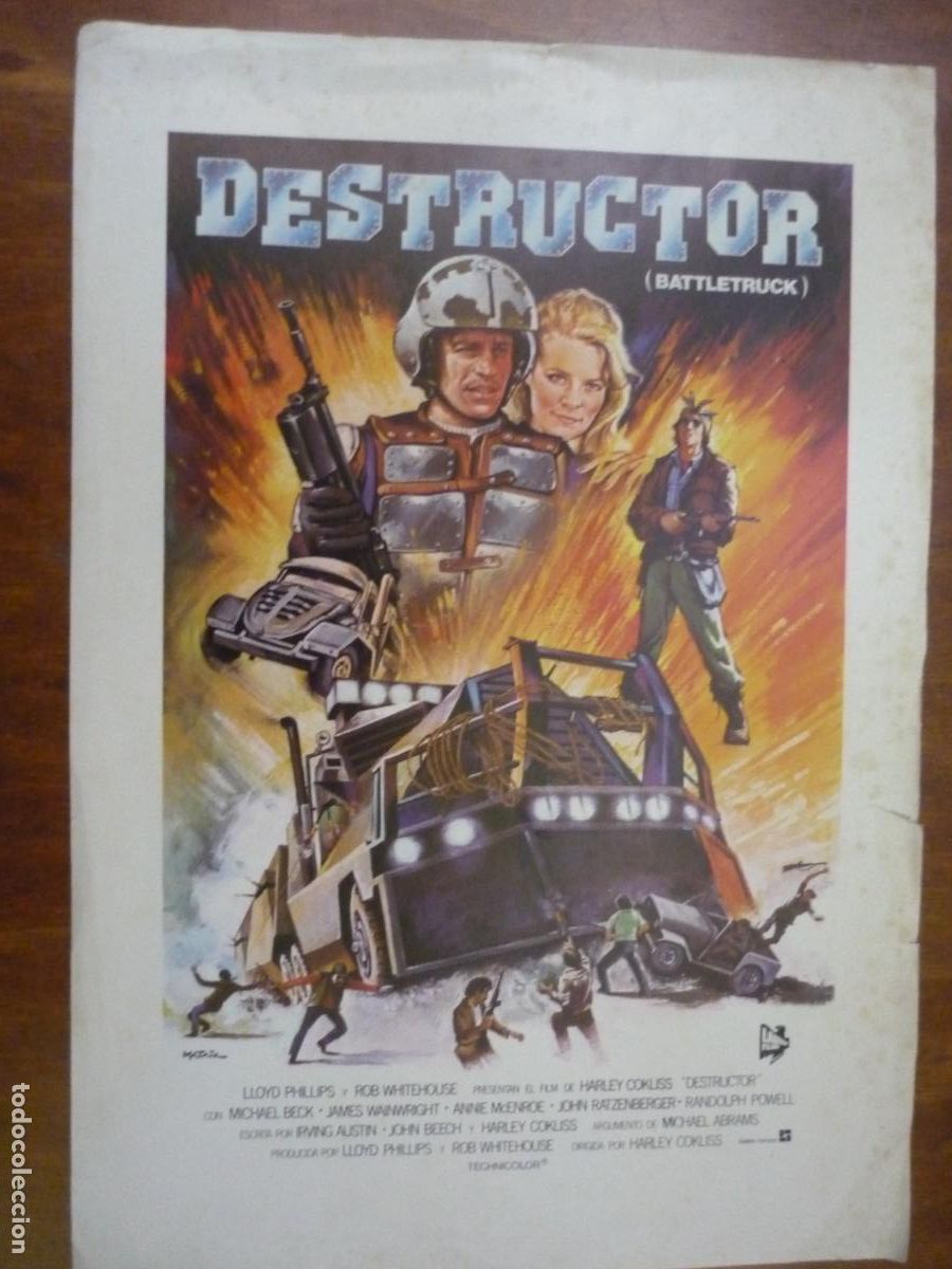 Cine: destructor - guia publicitaria original - battletruck michael beck annie mcenroe lauren films