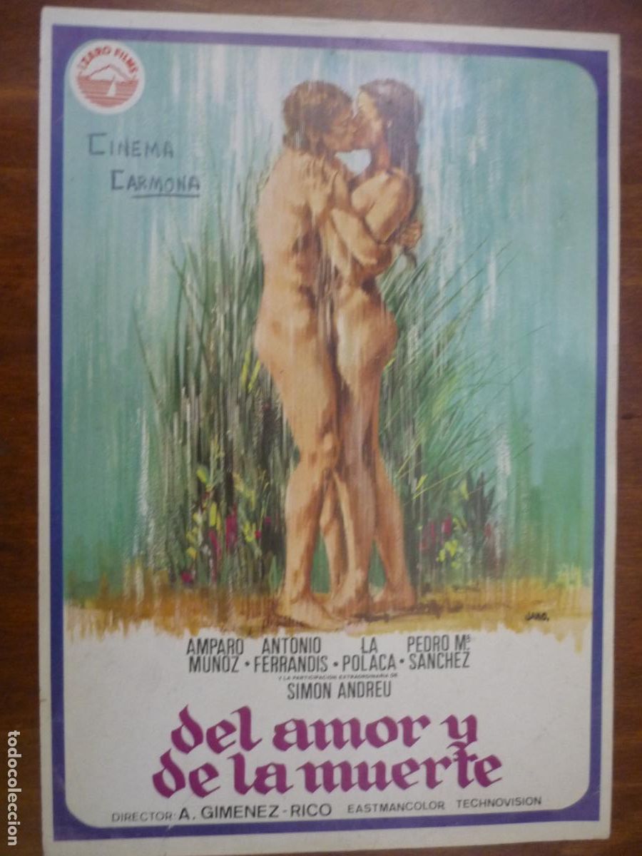 Cine: del amor y de la muerte - guia publicitaria original - amparo mu&ntilde;oz pedro mari sanchez simon andreu