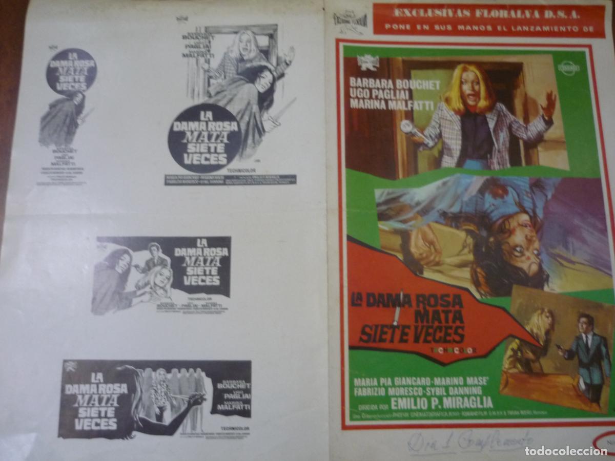 Cine: la dama rosa mata siete veces - guia publicitaria original - barbara bouchet marina malfatti giallo