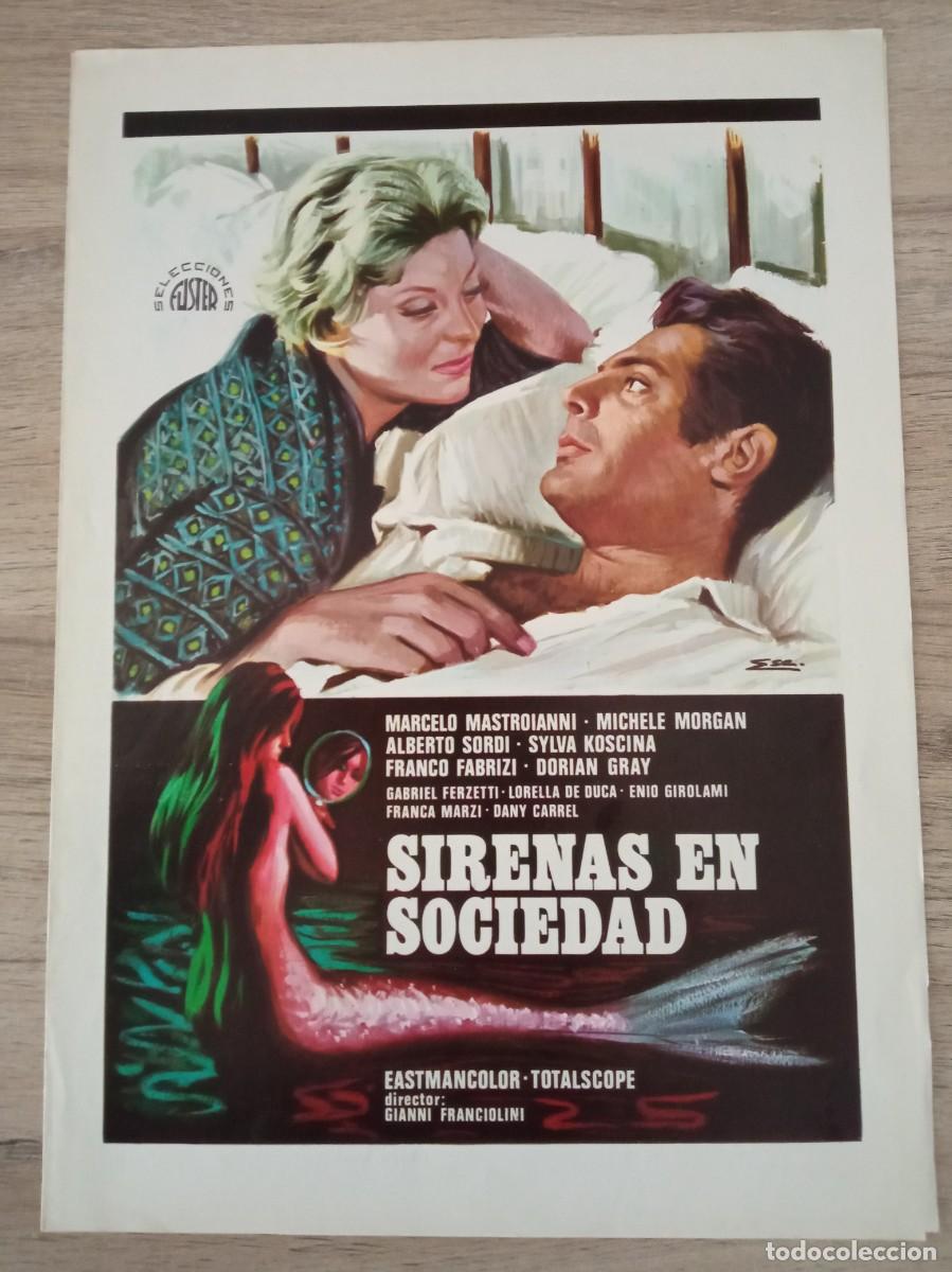 Cine: GU&Iacute;A PUBLICITARIA DE LA PEL&Iacute;CULA SIRENAS DE SOCIEDAD, MARCELLO MASTROIANNI, ALBERTO SORDI