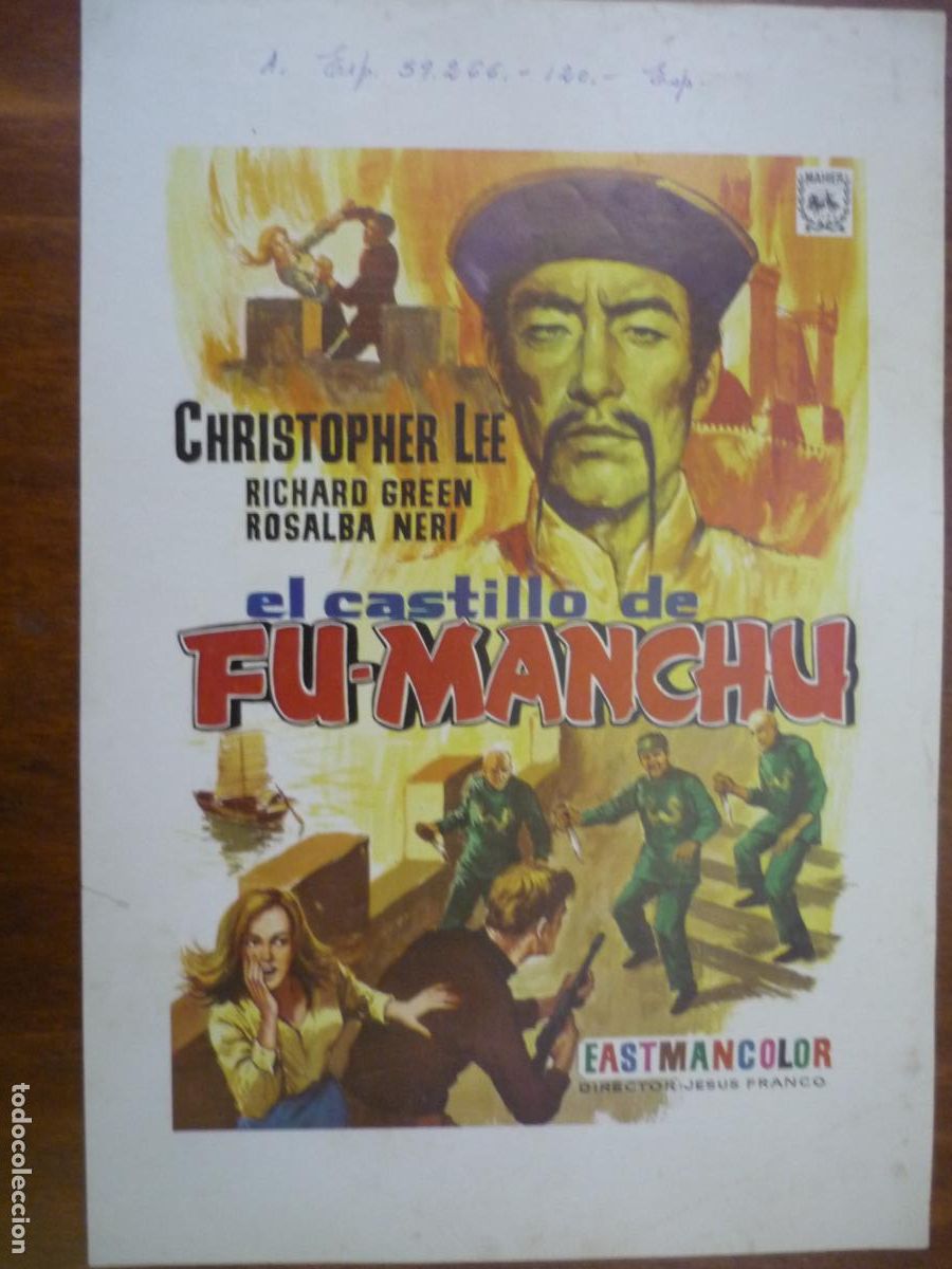 Cine: el castillo de fu manchu - guia publicitaria original - christopher lee jesus jess franco