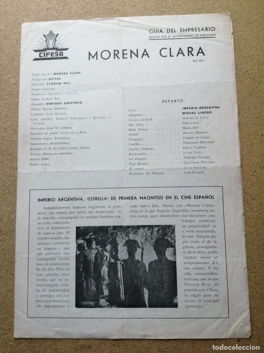 Cine: GUIA CINEMATOGRAFICA. MORENA CLARA (IMPERIO ARGENTINA)