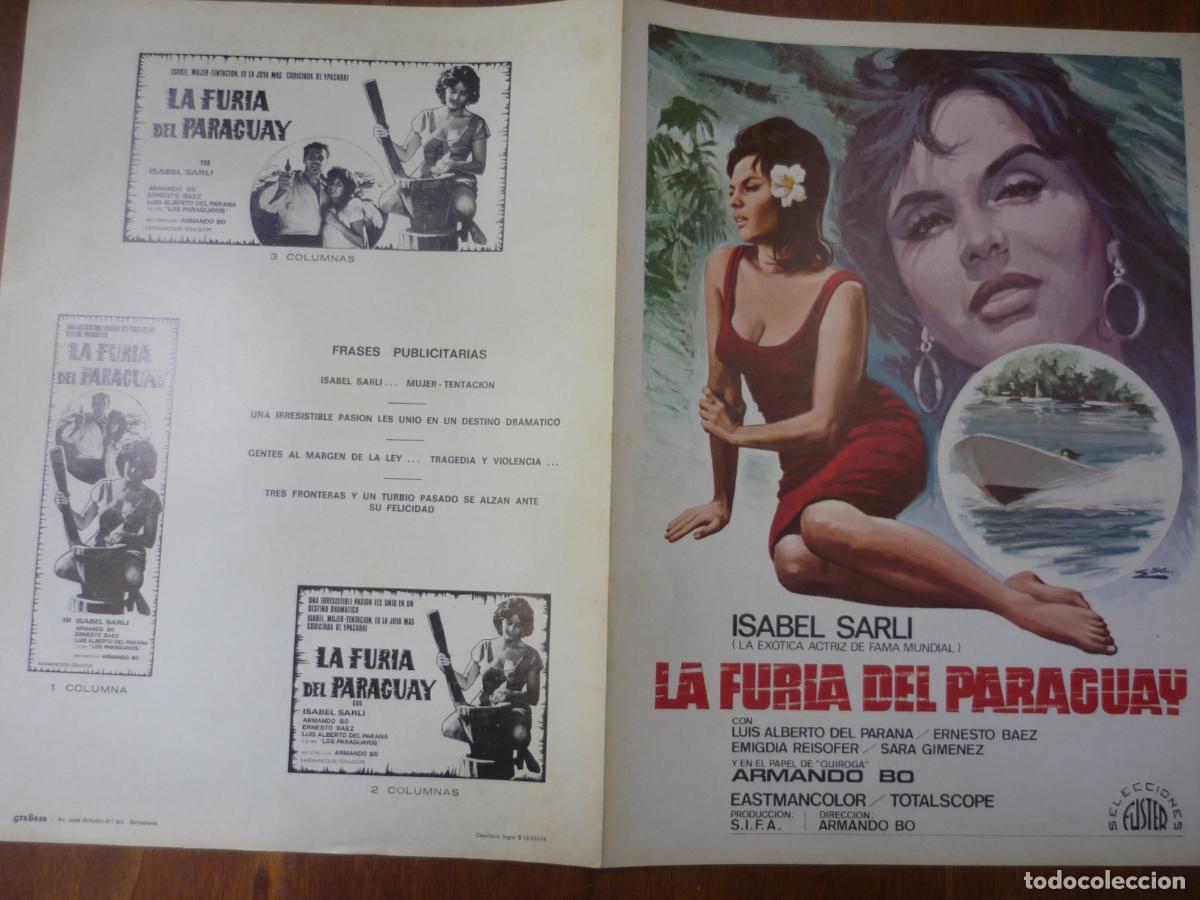 Cine: la furia de paraguay - guia publicitaria original - isabel sarli armando bo - selecciones fuster