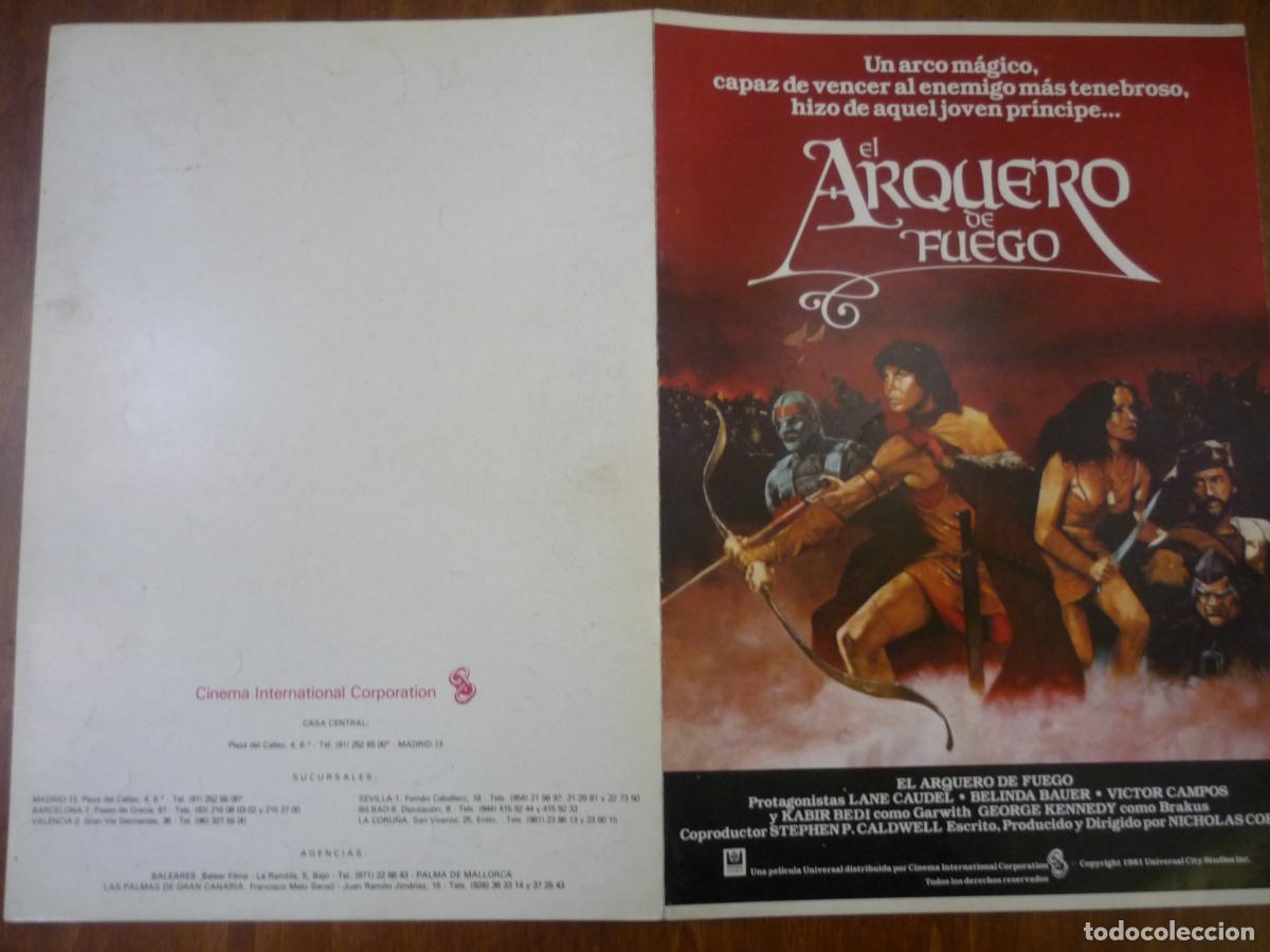 Cine: el arquero de fuego - guia publicitaria original - belinda bauer kabir bedi lane caudel