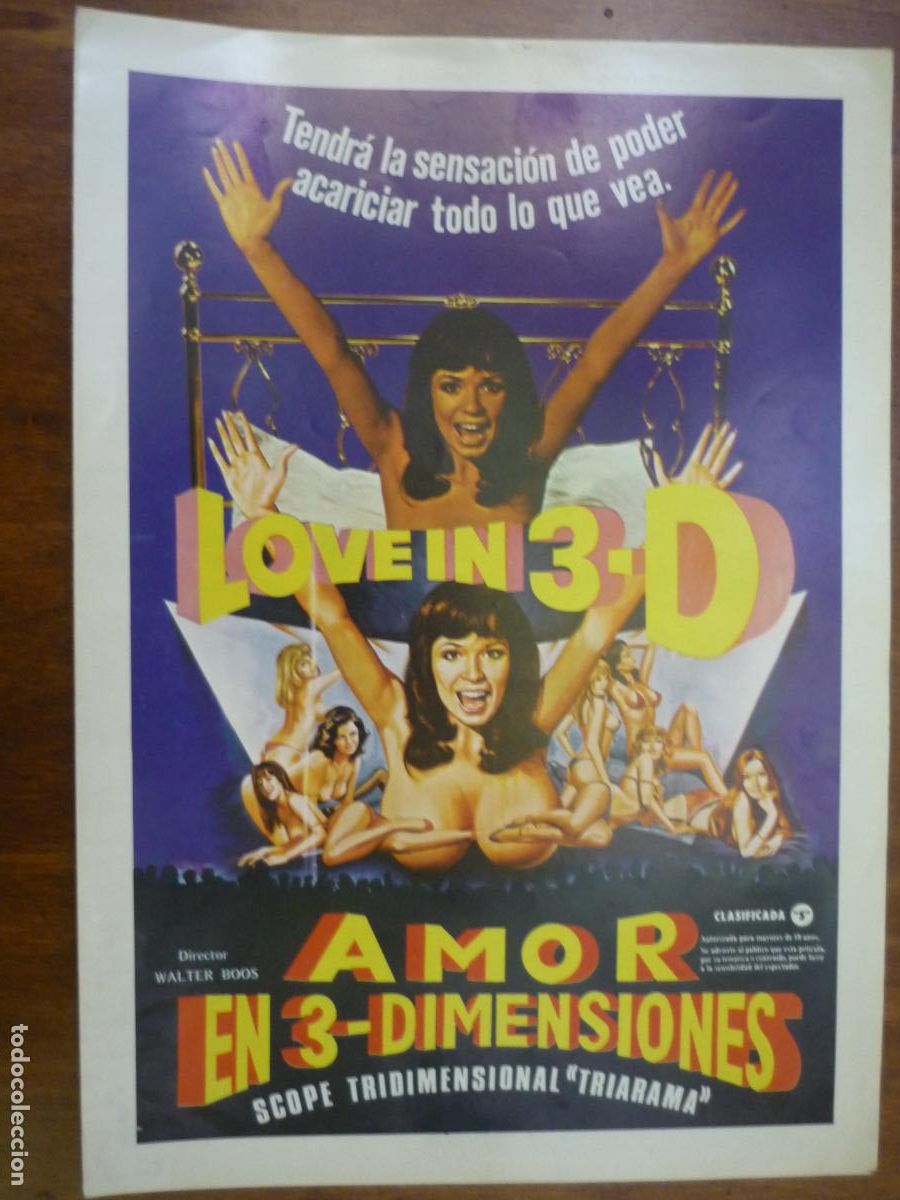 Cine: amor en 3 dimensiones - guia publicitaria original walter boss Ingrid Steeger clasificada s erotico