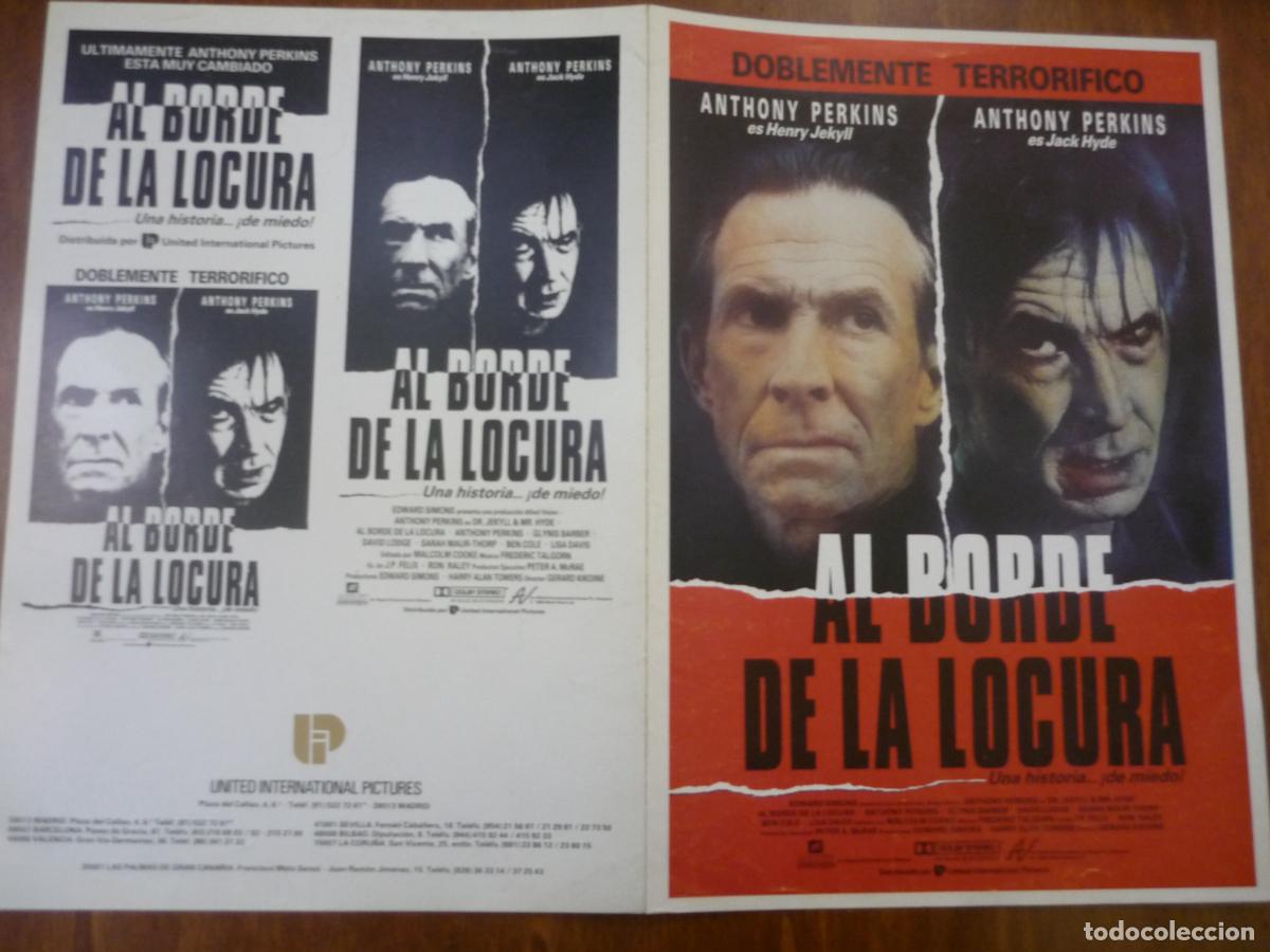 Cine: al borde de la locura - guia publicitaria original - anthony perkins glynnis barber r. l. stevenson