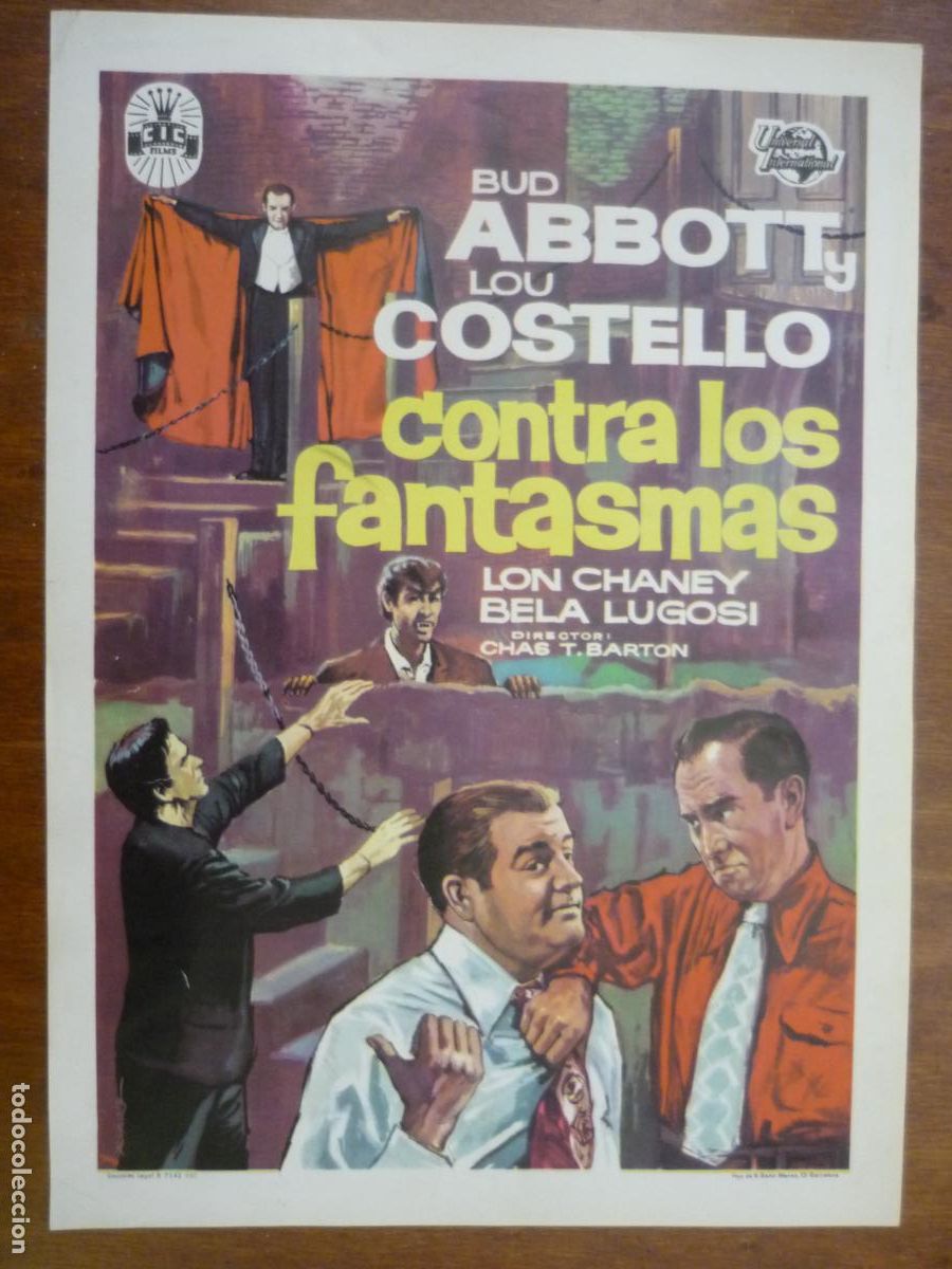 Cine: abbot y costello contra los fantasmas - guia publicitaria original - lon chaney jr. bela lugosi