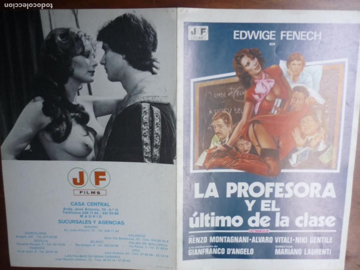 Cine: la profesora y el ultimo de la clase - guia publicitaria original - edwige fenech cine erotico